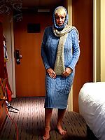 wearing check jumper